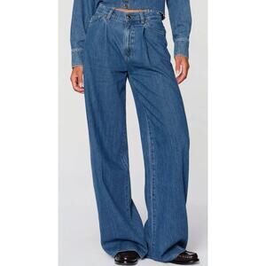 NWOT DL1961 High Rise Pleated Wide Leg Jeans 28 Blue